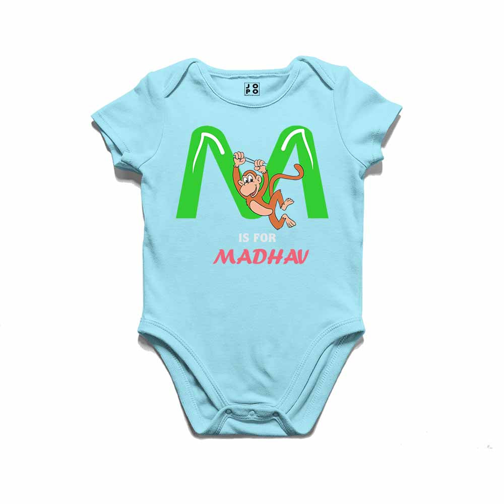 Kid's Alphabet 'M for Madhav' name Multicolor T-shirt/Romper