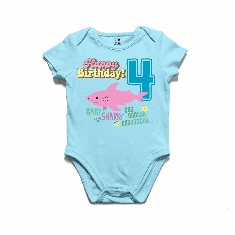 Shark Designed 4th Birthday kids T-shirt/Romper