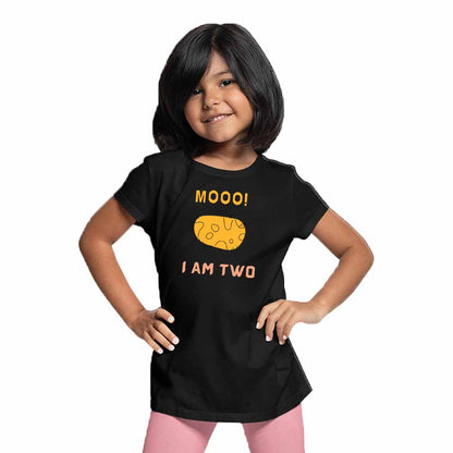 Mooo I Am Two Birthday Theme Kids T-shirt