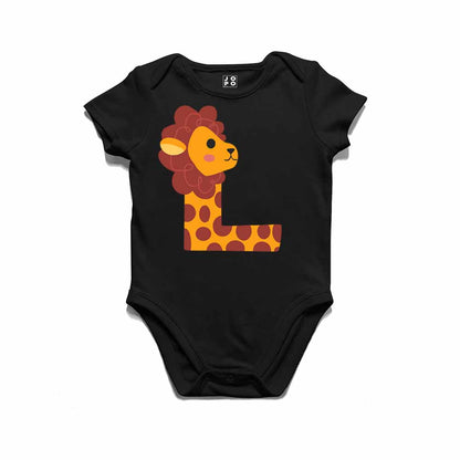 Kid's Alphabet L lion design Multicolor T-shirt/Romper