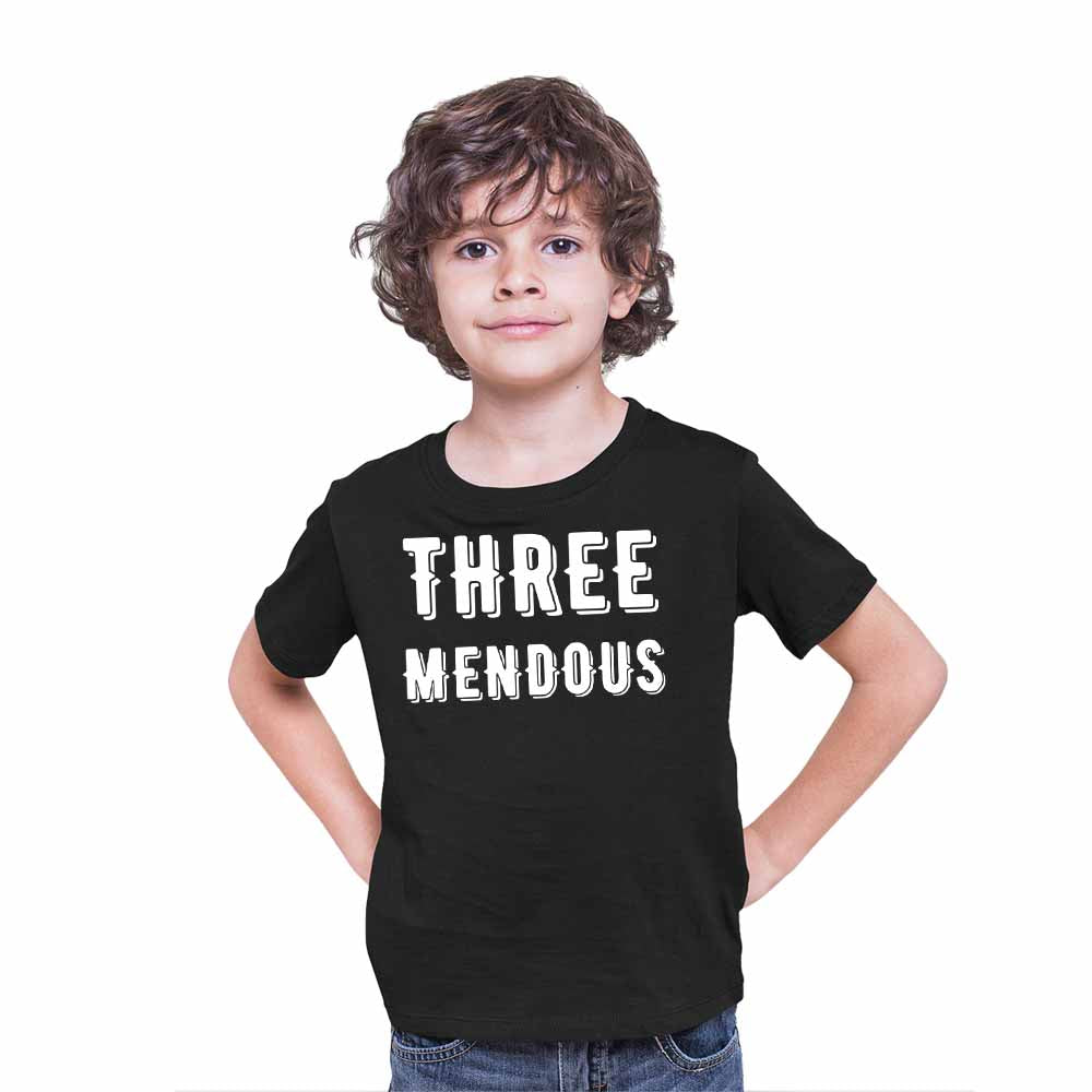 Three Mendous Birthday Theme Kids T-shirt