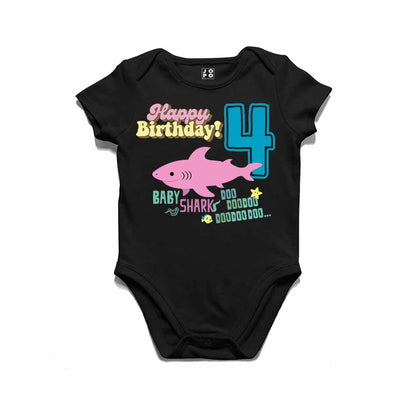 Shark Designed 4th Birthday kids T-shirt/Romper