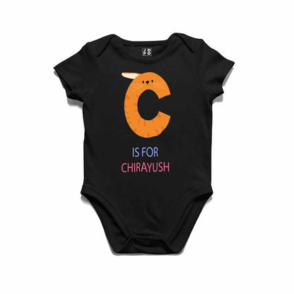 Kid's Alphabet 'C for Chirayush' name Multicolor T-shirt/Romper