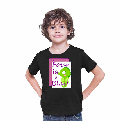 Seahorse designed 4rd Birthday Theme Kids T-shirt