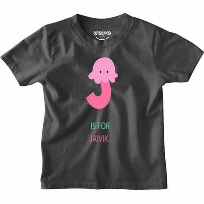 Kid's Alphabet 'J for Jaivik' name Multicolor T-shirt/Romper