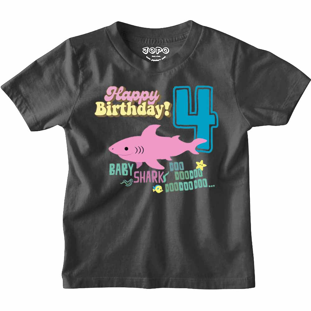 Shark Designed 4th Birthday kids T-shirt/Romper