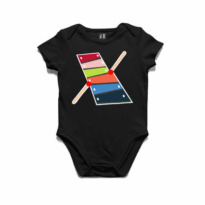 Kid's Alphabet X Xylophone Design Multicolor T-shirt/Romper