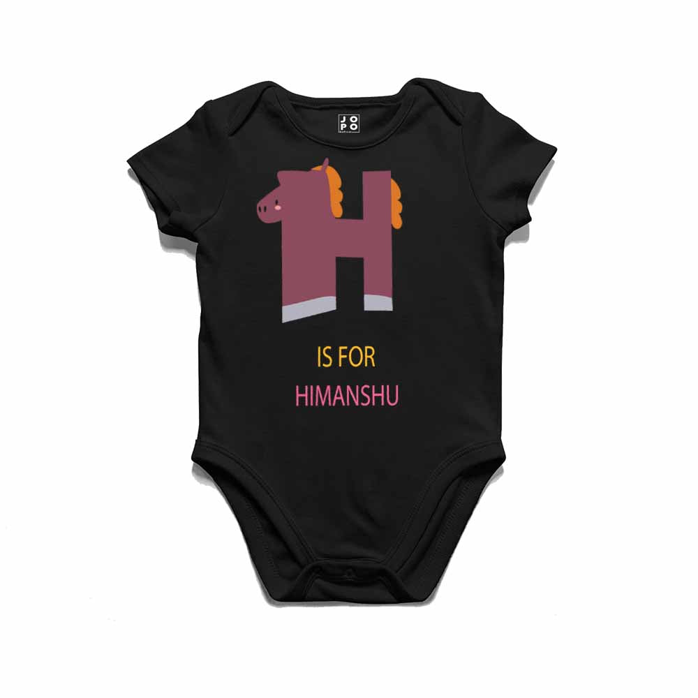 Kid's Alphabet 'H for Himanshu' name Multicolor T-shirt/Romper