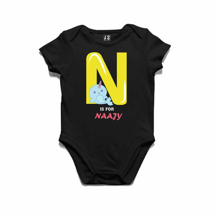 Kid's Alphabet 'N for Naajy' name Multicolor T-shirt/Romper