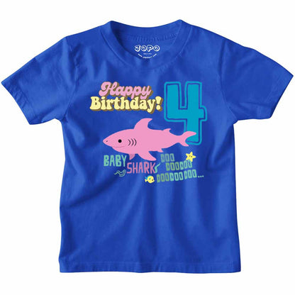 Shark Designed 4th Birthday kids T-shirt/Romper