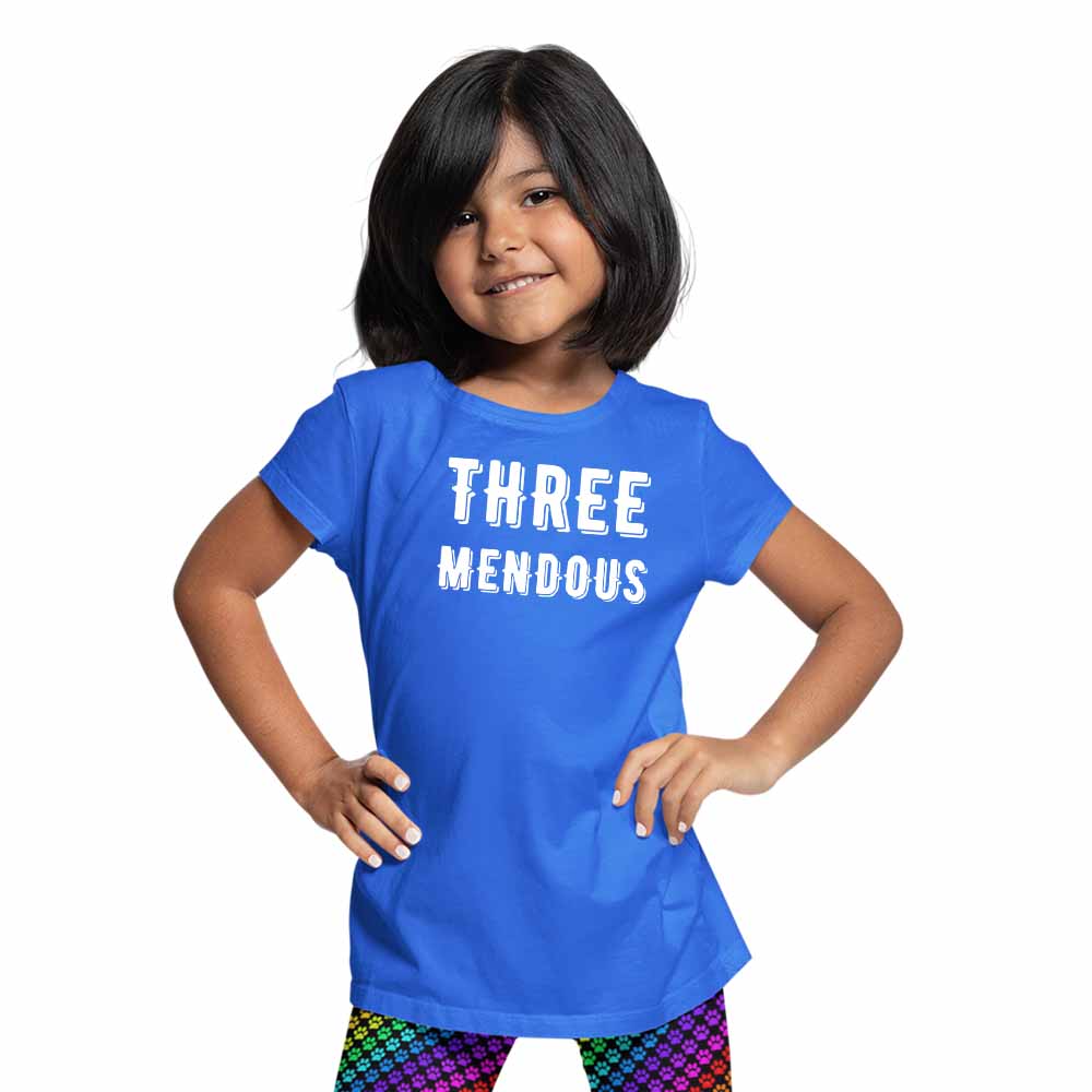 Three Mendous Birthday Theme Kids T-shirt