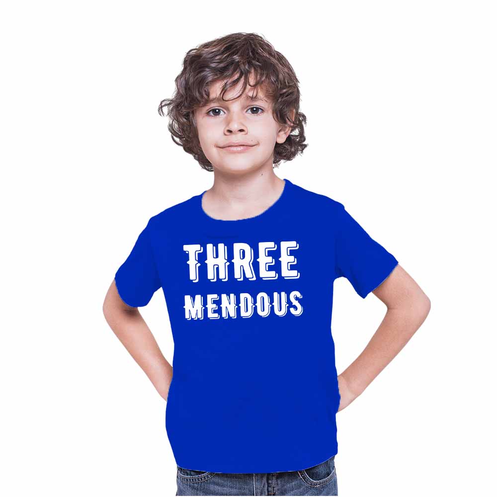 Three Mendous Birthday Theme Kids T-shirt