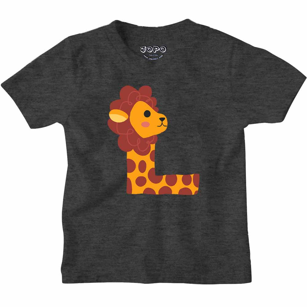 Kid's Alphabet L lion design Multicolor T-shirt/Romper