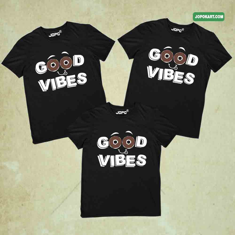 matching tshirts Good Vibes matching tshirts cotton black 180 GSM