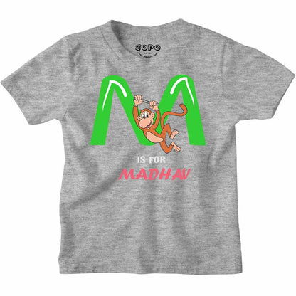 Kid's Alphabet 'M for Madhav' name Multicolor T-shirt/Romper