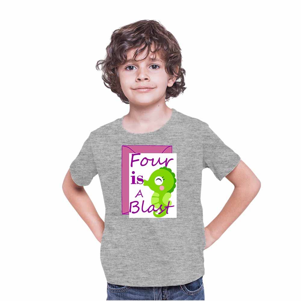 Seahorse designed 4rd Birthday Theme Kids T-shirt