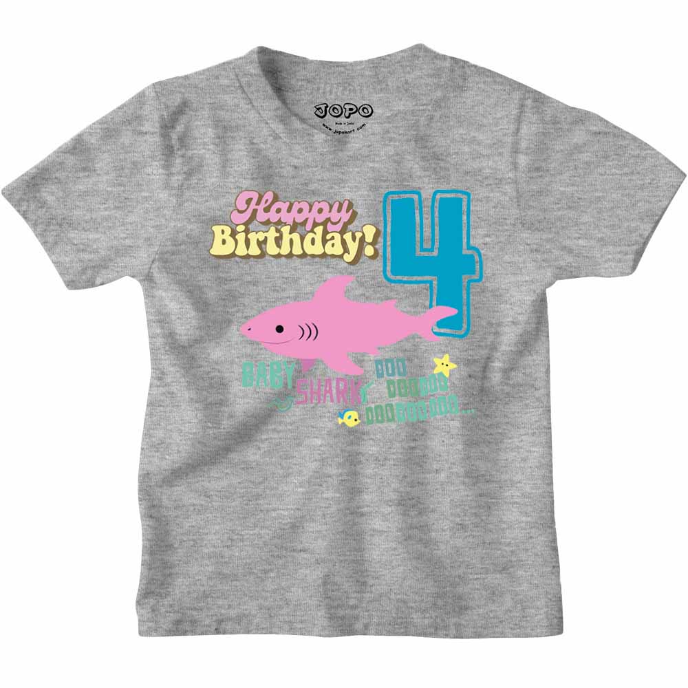 Shark Designed 4th Birthday kids T-shirt/Romper