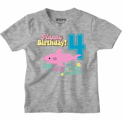 Shark Designed 4th Birthday kids T-shirt/Romper