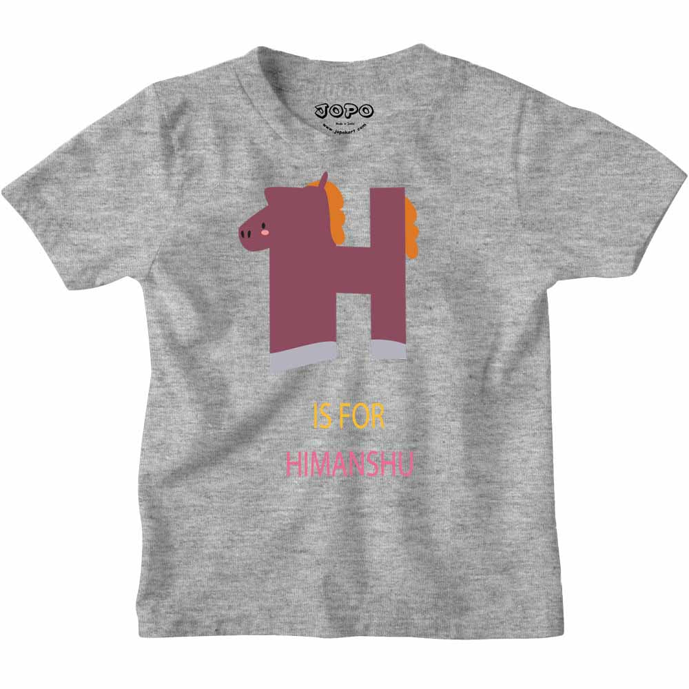 Kid's Alphabet 'H for Himanshu' name Multicolor T-shirt/Romper