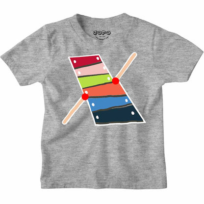 Kid's Alphabet X Xylophone Design Multicolor T-shirt/Romper