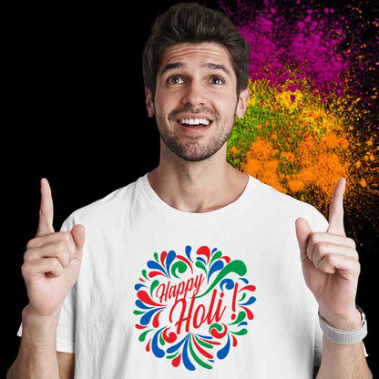 happy holi multicolour white pattern men