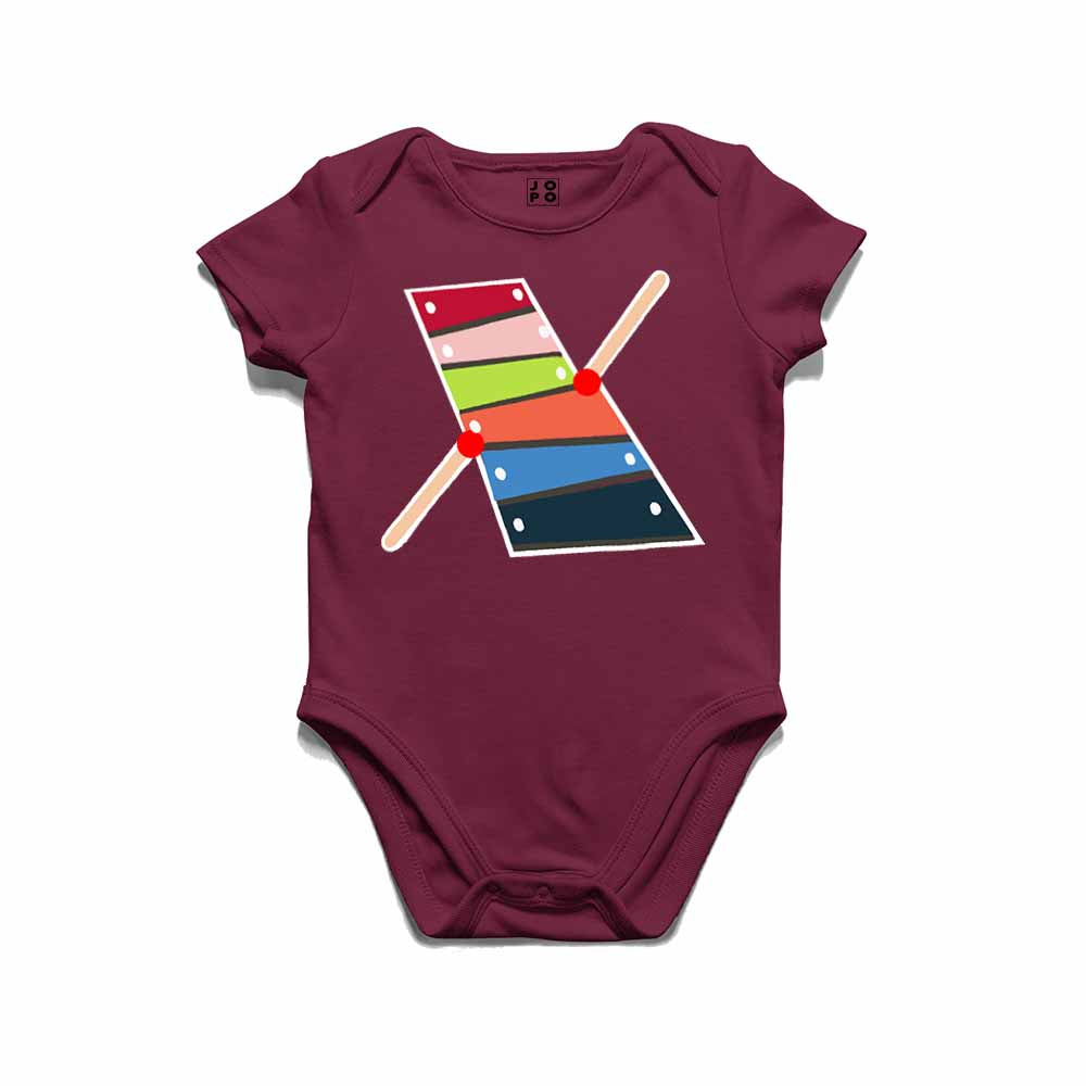 Kid's Alphabet X Xylophone Design Multicolor T-shirt/Romper