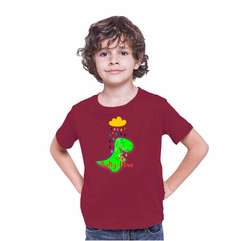 Baby Dino designed 4rd Birthday Theme Kids T-shirt