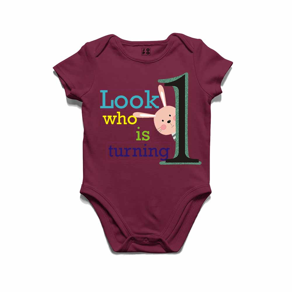 Look Who is Turning 1 Printed Design T-shirt/Romper