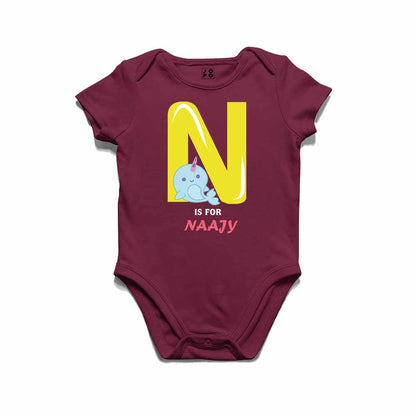 Kid's Alphabet 'N for Naajy' name Multicolor T-shirt/Romper