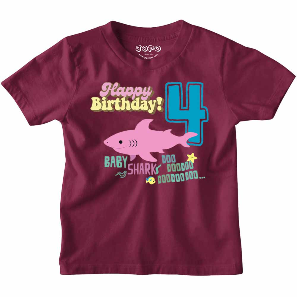 Shark Designed 4th Birthday kids T-shirt/Romper