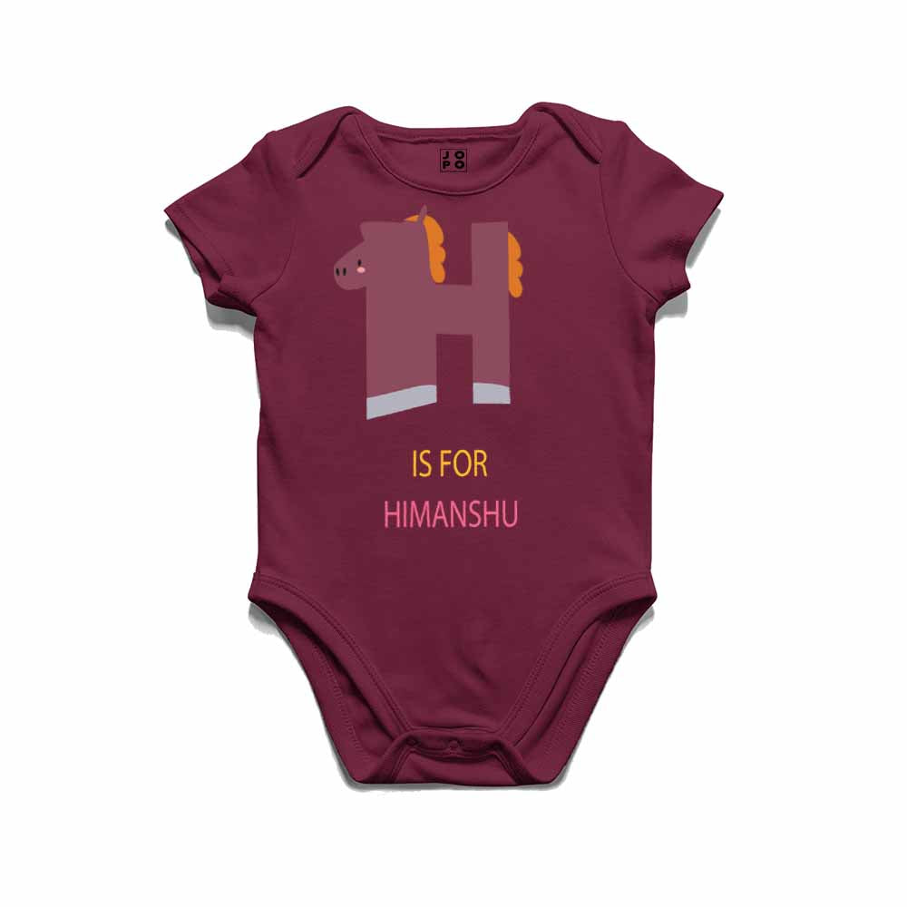 Kid's Alphabet 'H for Himanshu' name Multicolor T-shirt/Romper