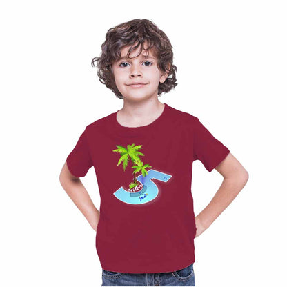 Beach Designed 5th Birthday Theme Kids T-shirt