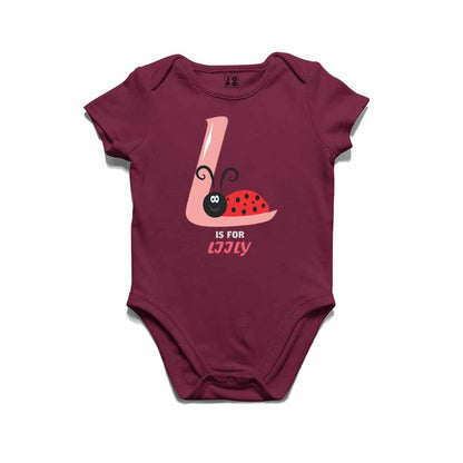 Kid's Alphabet 'L for Liily' name Multicolor T-shirt/Romper