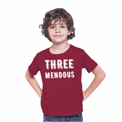 Three Mendous Birthday Theme Kids T-shirt