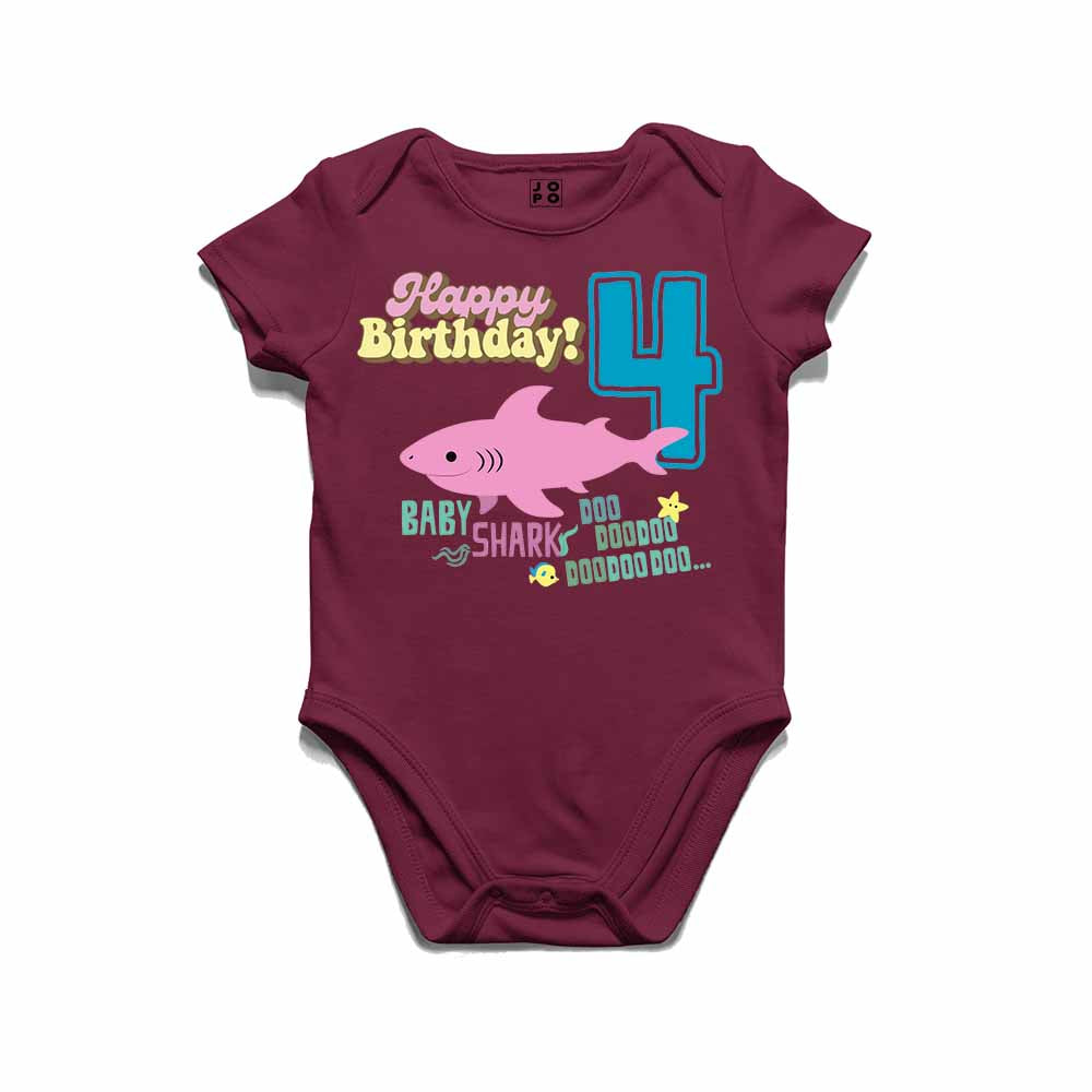 Shark Designed 4th Birthday kids T-shirt/Romper