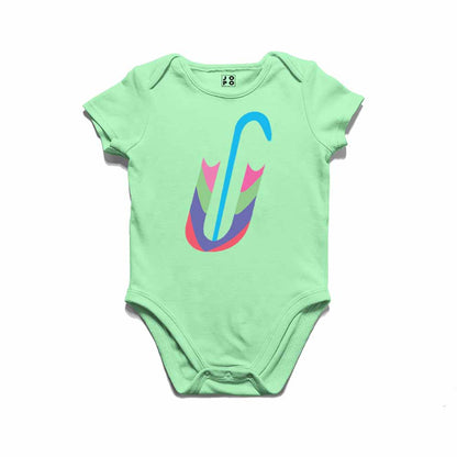 Kid's Alphabet U Umbrella Design Multicolor T-shirt/Romper