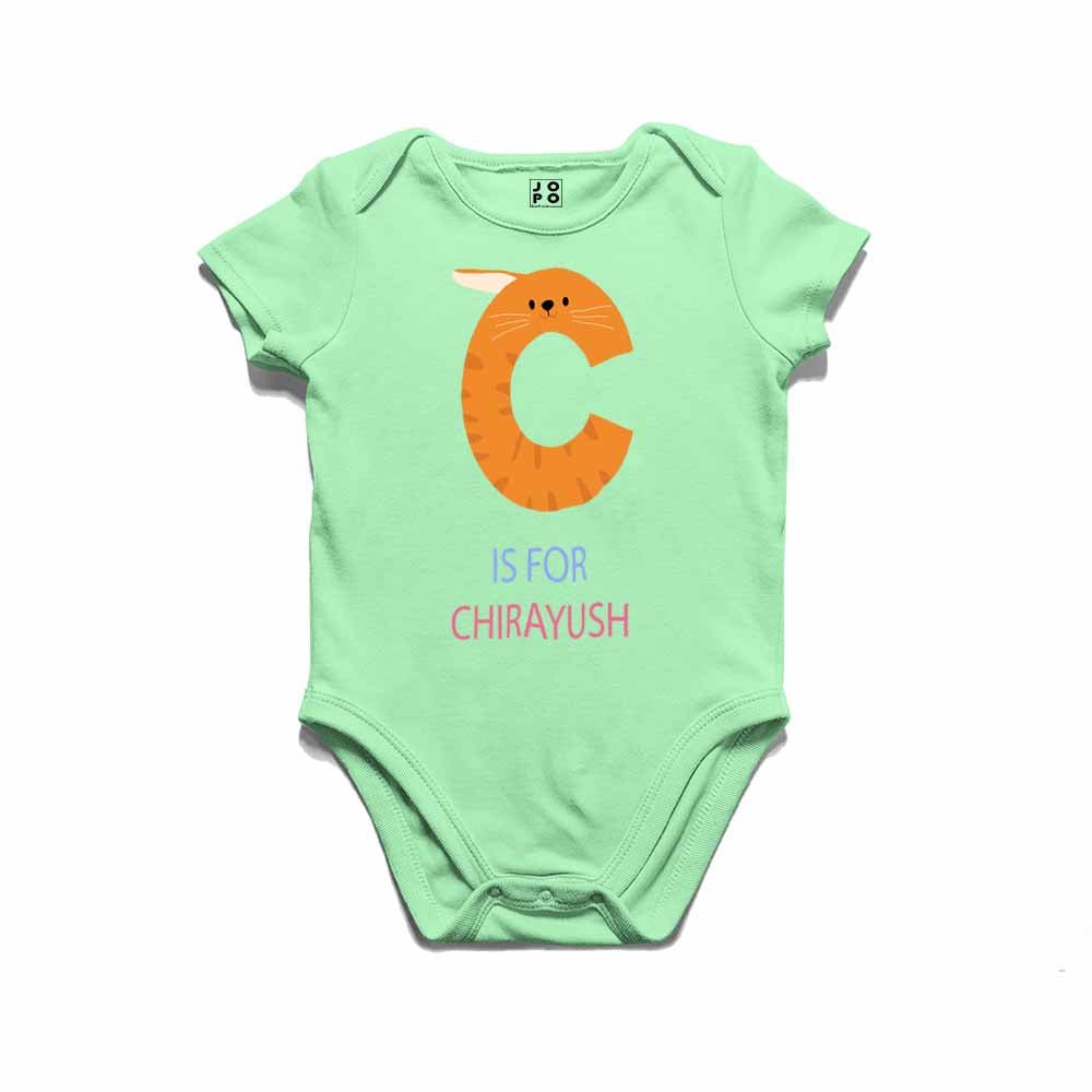 Kid's Alphabet 'C for Chirayush' name Multicolor T-shirt/Romper