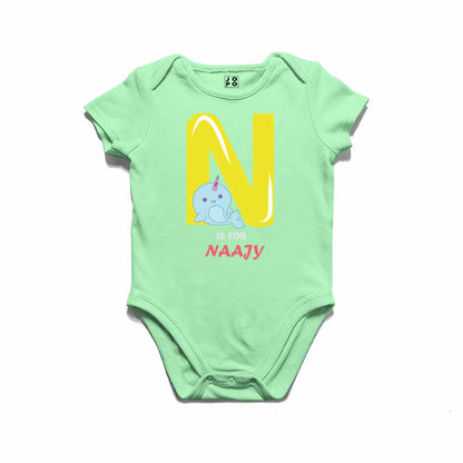 Kid's Alphabet 'N for Naajy' name Multicolor T-shirt/Romper