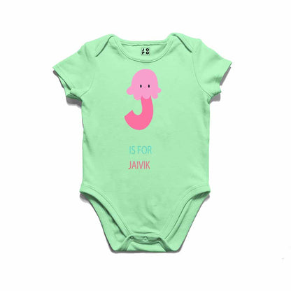 Kid's Alphabet 'J for Jaivik' name Multicolor T-shirt/Romper