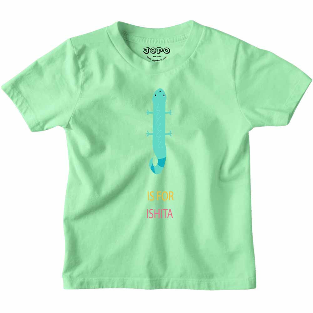 Kid's Alphabet 'I for Ishita' name Multicolor T-shirt/Romper