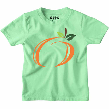 Kid's Alphabet O Orange Design Multicolor T-shirt/Romper