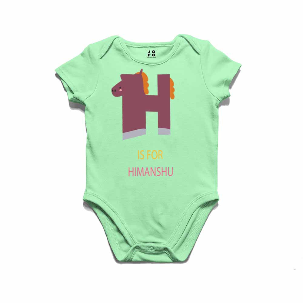 Kid's Alphabet 'H for Himanshu' name Multicolor T-shirt/Romper