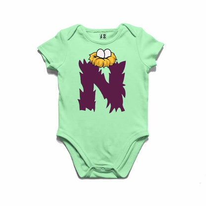 Kid's Alphabet N Nest Design Multicolor T-shirt/Romper