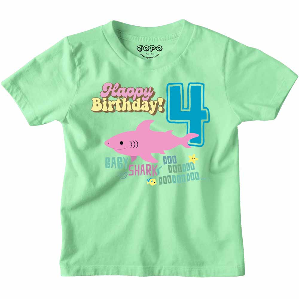 Shark Designed 4th Birthday kids T-shirt/Romper