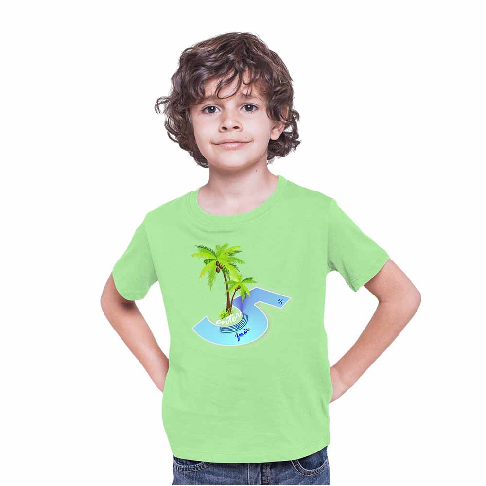 Beach Designed 5th Birthday Theme Kids T-shirt