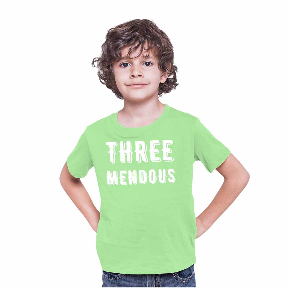 Three Mendous Birthday Theme Kids T-shirt