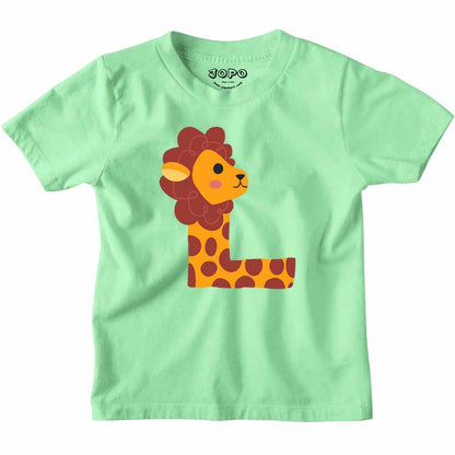 Kid's Alphabet L lion design Multicolor T-shirt/Romper