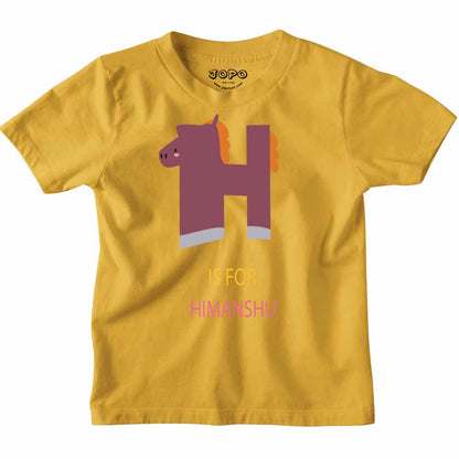 Kid's Alphabet 'H for Himanshu' name Multicolor T-shirt/Romper