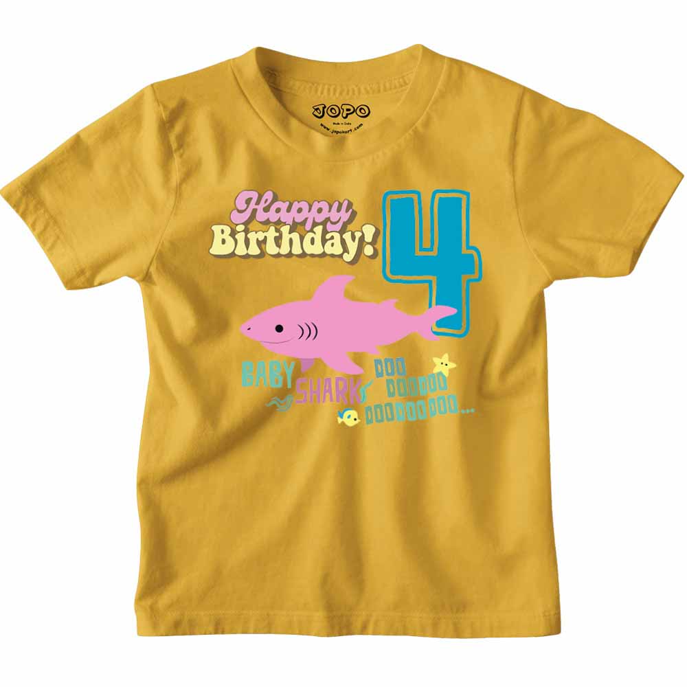 Shark Designed 4th Birthday kids T-shirt/Romper