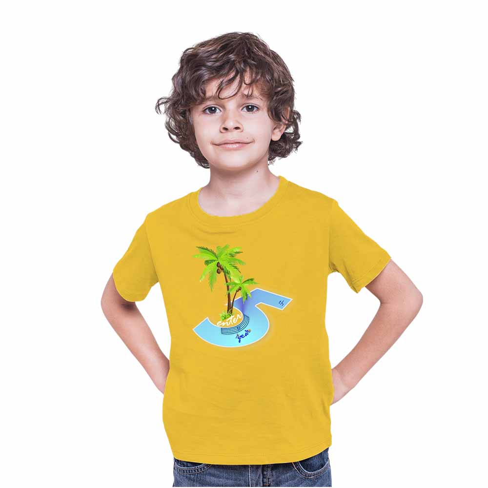 Beach Designed 5th Birthday Theme Kids T-shirt